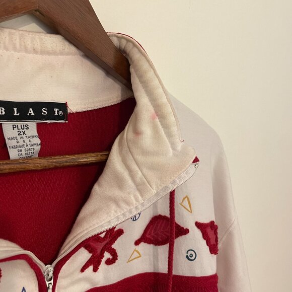 Women's Vintage Two-Piece Sweatsuit with Embroidery, Size 2X, Fair Condition - Picture 7 of 10